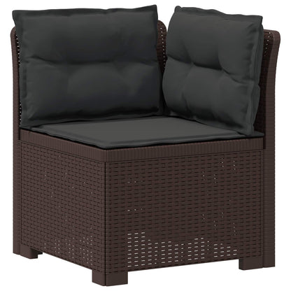 vidaXL 5-Seater Garden Sofa with Cushions Rattan Look PP Brown 4