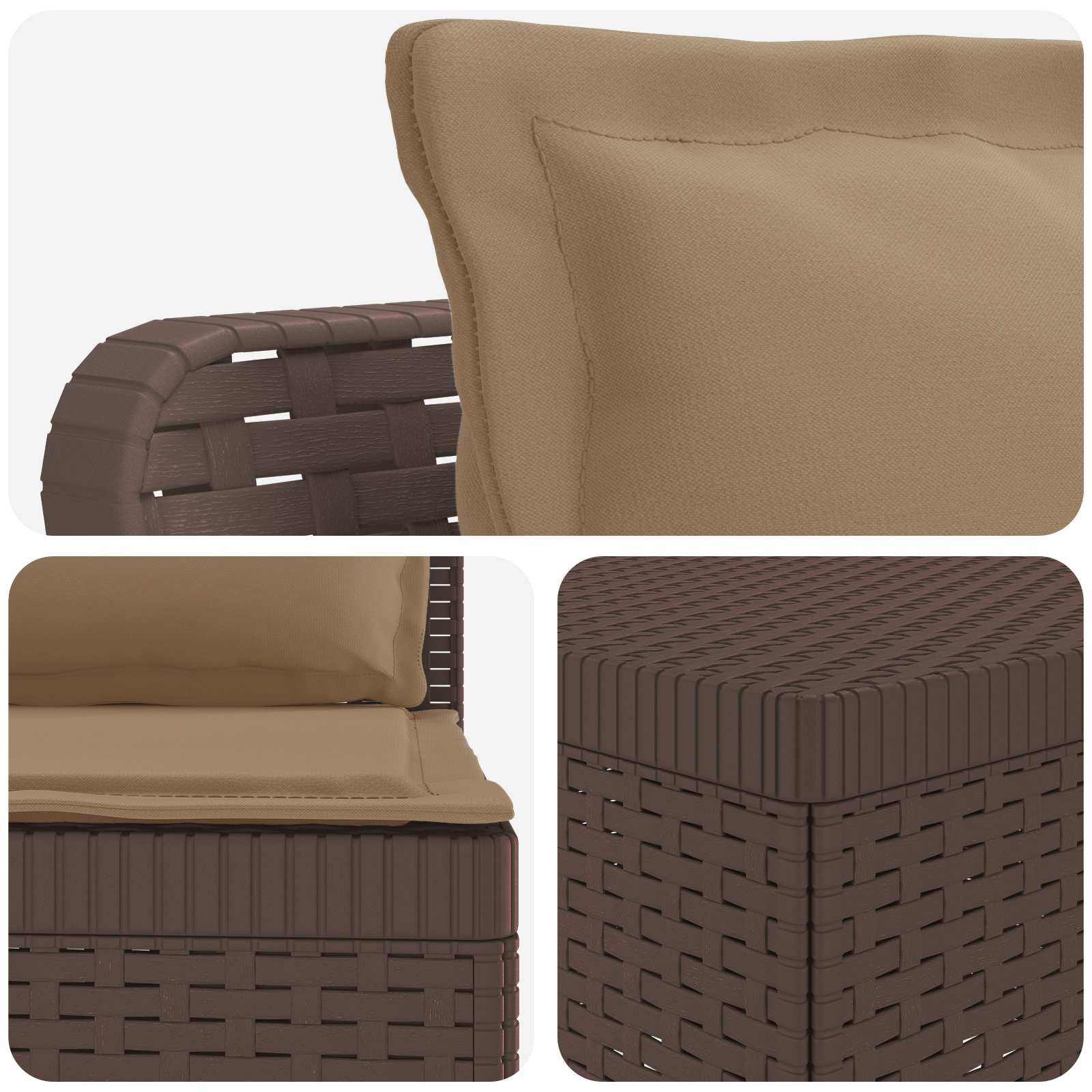 vidaXL 5-Seater Garden Sofa with Cushions Rattan Look PP Brown 5