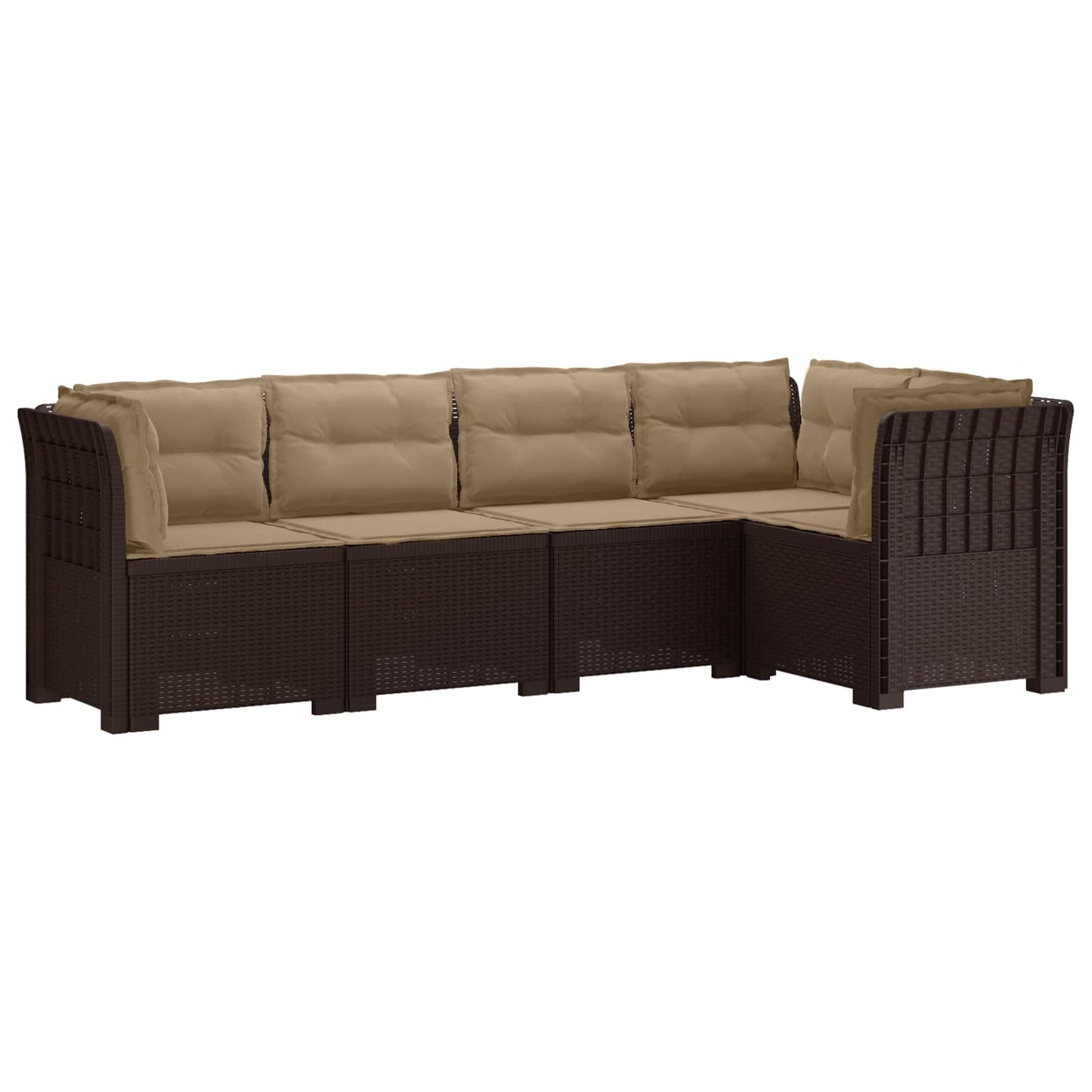 vidaXL 5-Seater Garden Sofa with Cushions Rattan Look PP Brown 2