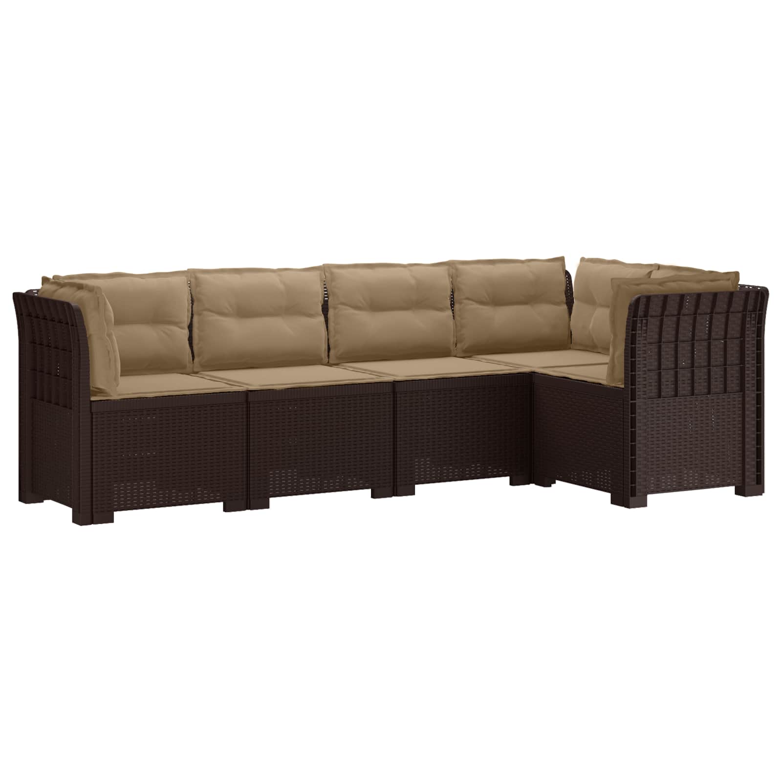 vidaXL 5-Seater Garden Sofa with Cushions Rattan Look PP Brown 2