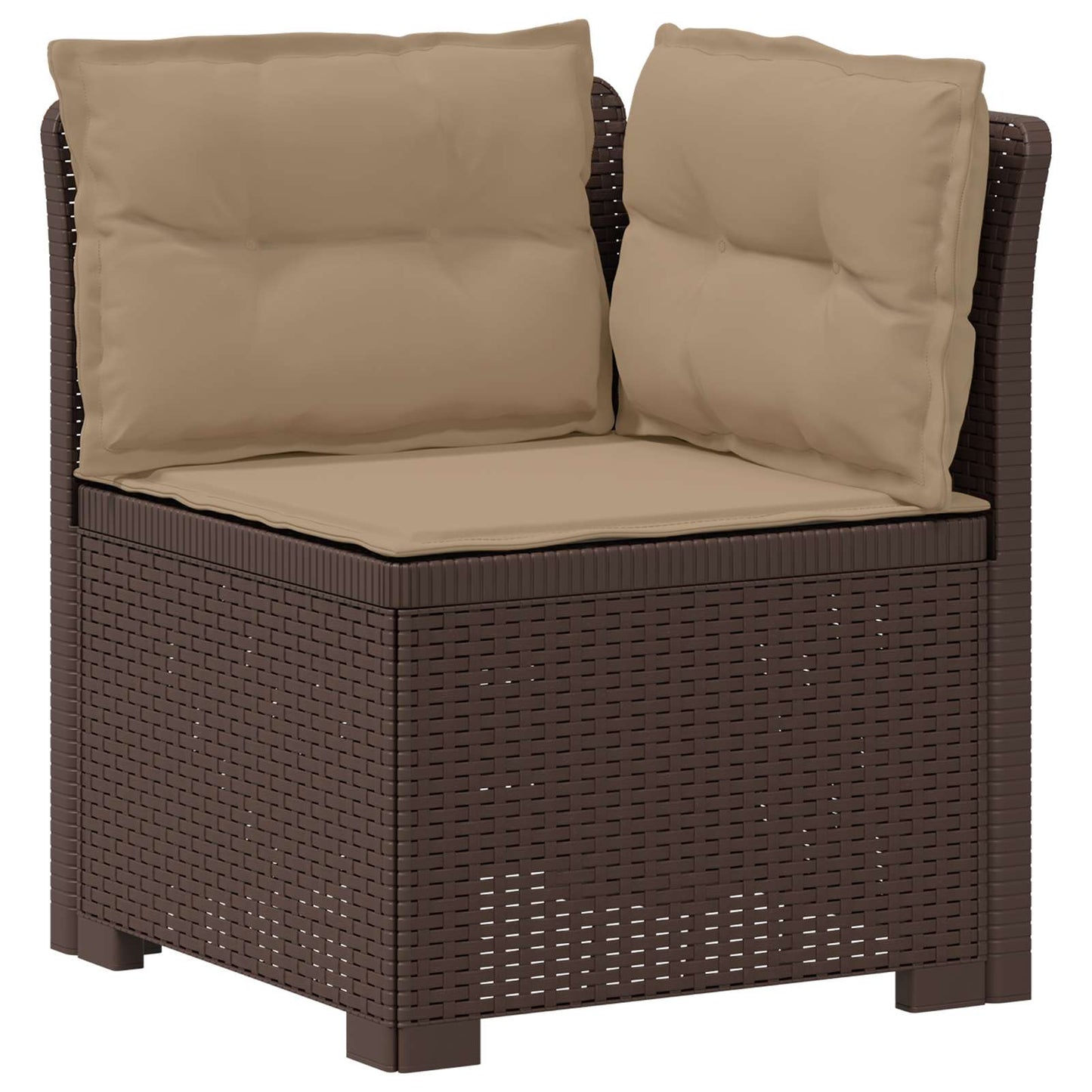 vidaXL 5-Seater Garden Sofa with Cushions Rattan Look PP Brown 4
