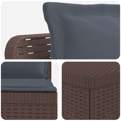 vidaXL 5-Seater Garden Sofa with Cushions Rattan Look PP Brown 5