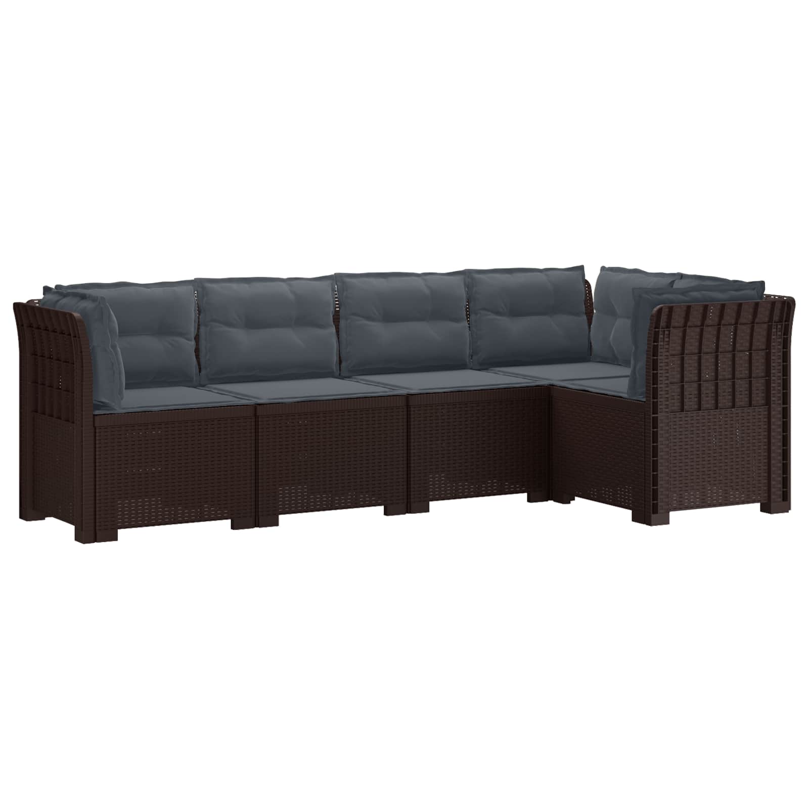 vidaXL 5-Seater Garden Sofa with Cushions Rattan Look PP Brown 2