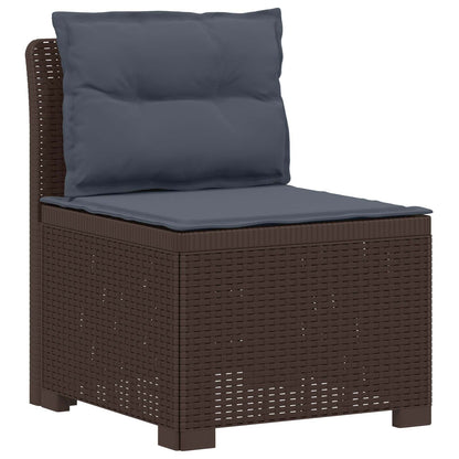 vidaXL 5-Seater Garden Sofa with Cushions Rattan Look PP Brown 3