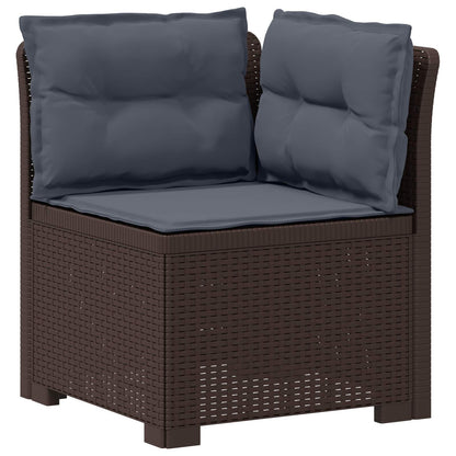 vidaXL 5-Seater Garden Sofa with Cushions Rattan Look PP Brown 4