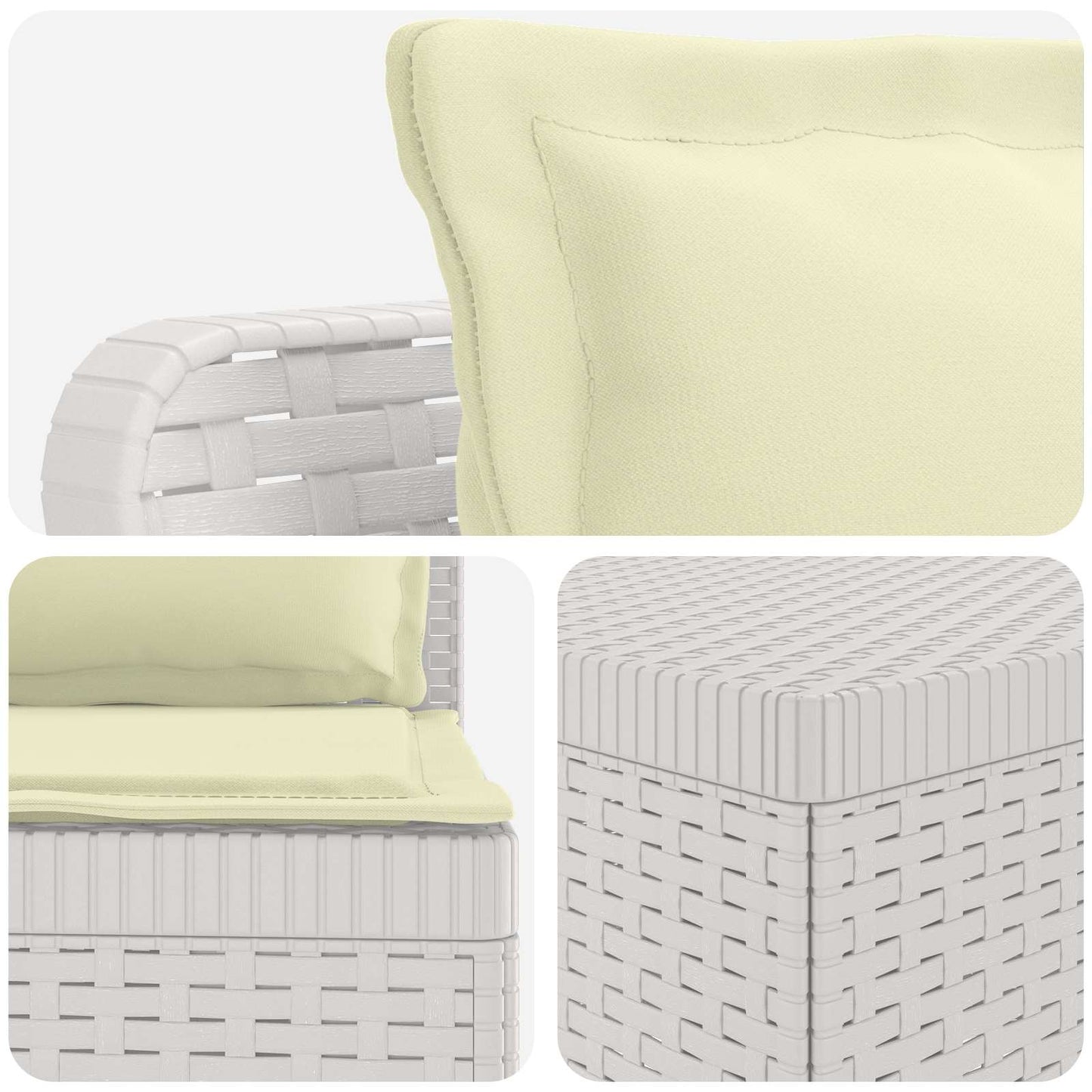 vidaXL 5-Seater Garden Sofa with Cushions Rattan Look PP White 5