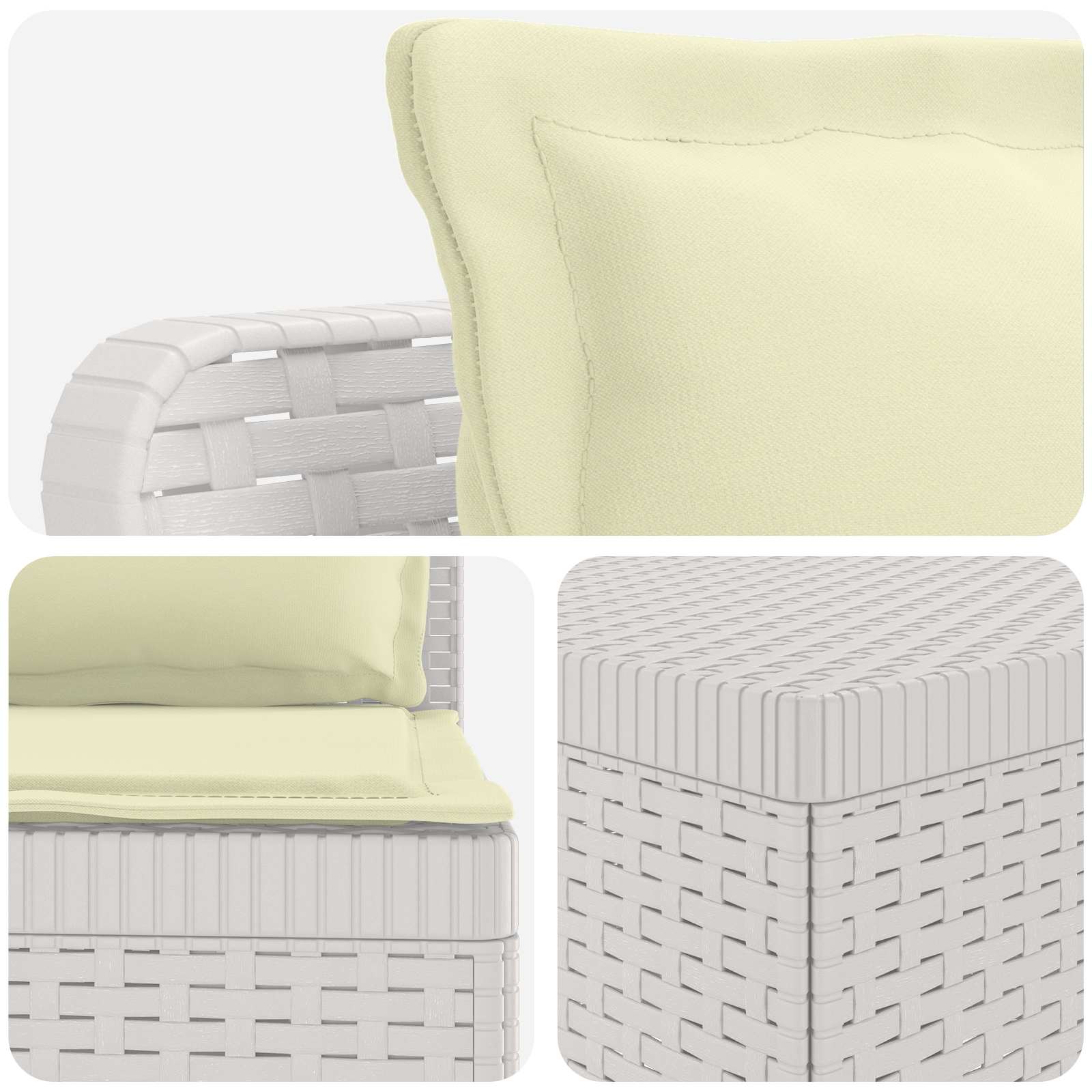 vidaXL 5-Seater Garden Sofa with Cushions Rattan Look PP White 5
