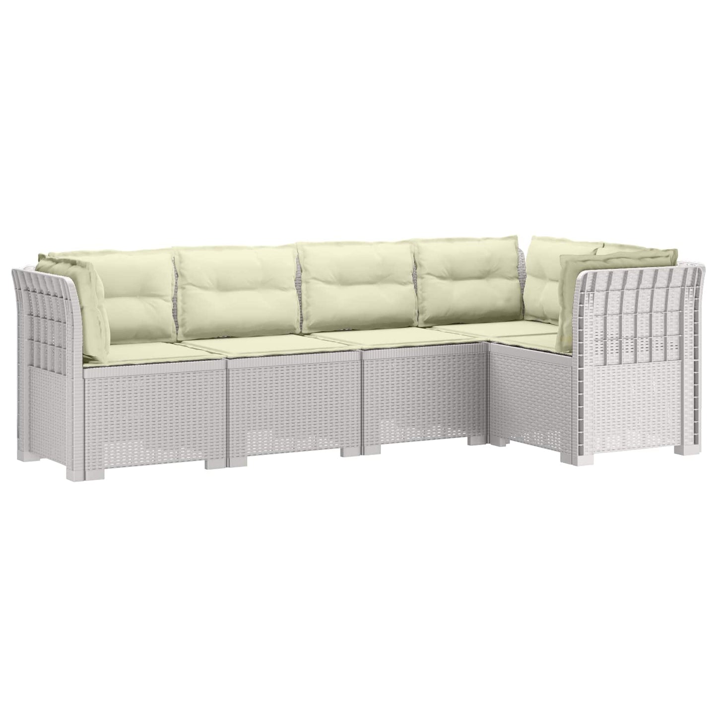 vidaXL 5-Seater Garden Sofa with Cushions Rattan Look PP White 2