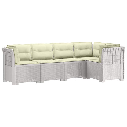 vidaXL 5-Seater Garden Sofa with Cushions Rattan Look PP White 2