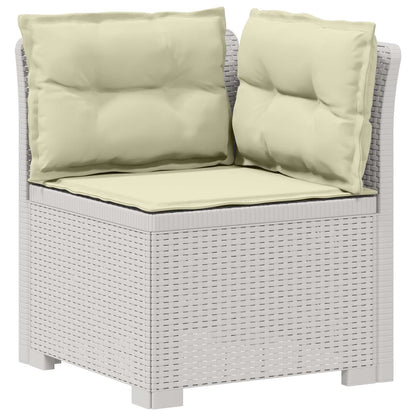 vidaXL 5-Seater Garden Sofa with Cushions Rattan Look PP White 4