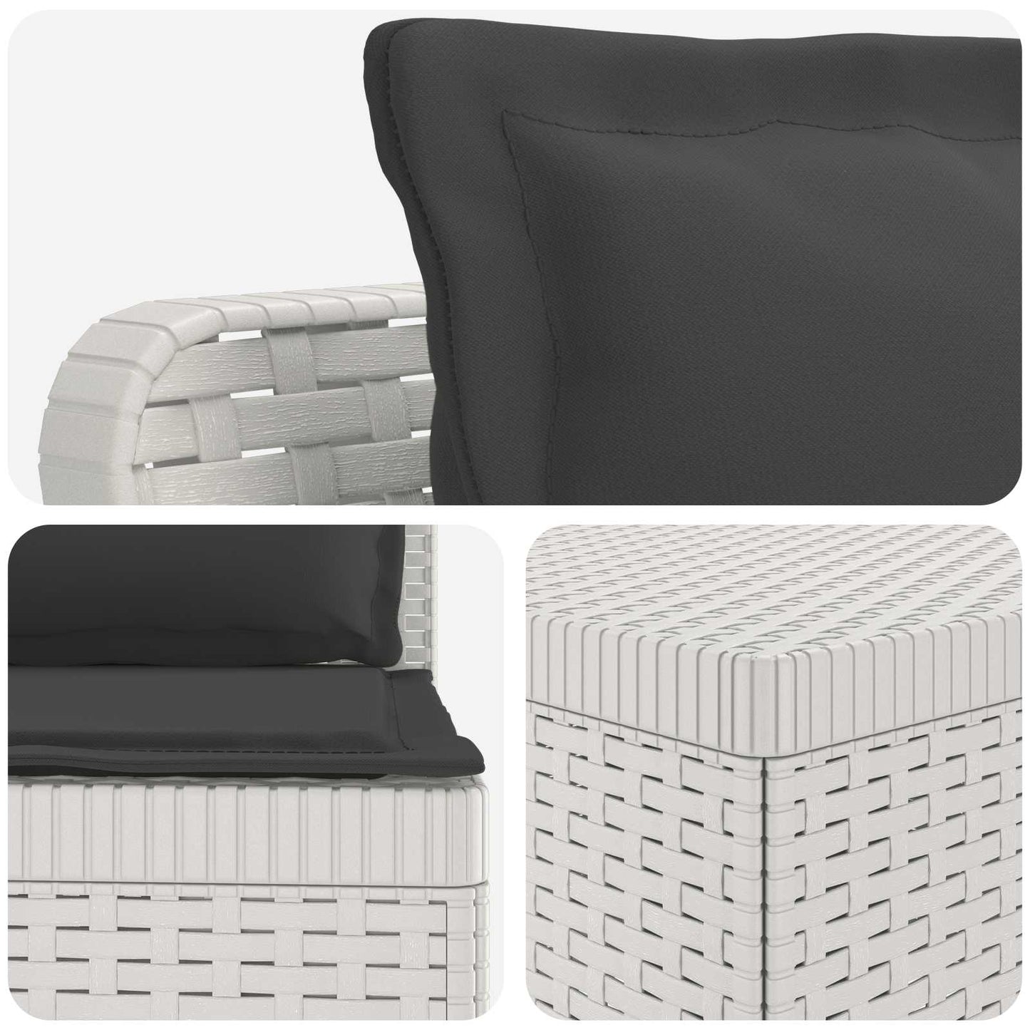 vidaXL 5-Seater Garden Sofa with Cushions Rattan Look PP White 5