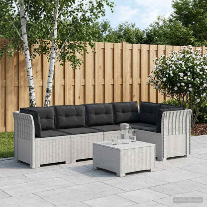 vidaXL 5-Seater Garden Sofa with Cushions Rattan Look PP White 1
