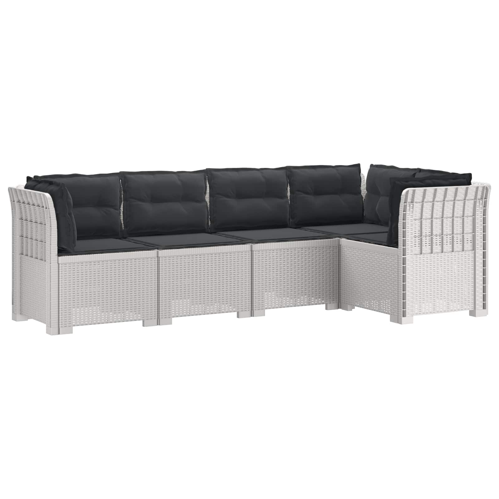 vidaXL 5-Seater Garden Sofa with Cushions Rattan Look PP White 2