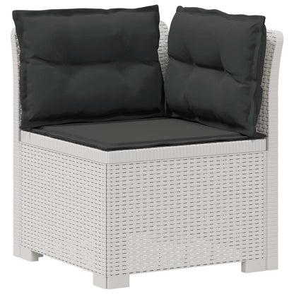 vidaXL 5-Seater Garden Sofa with Cushions Rattan Look PP White 4