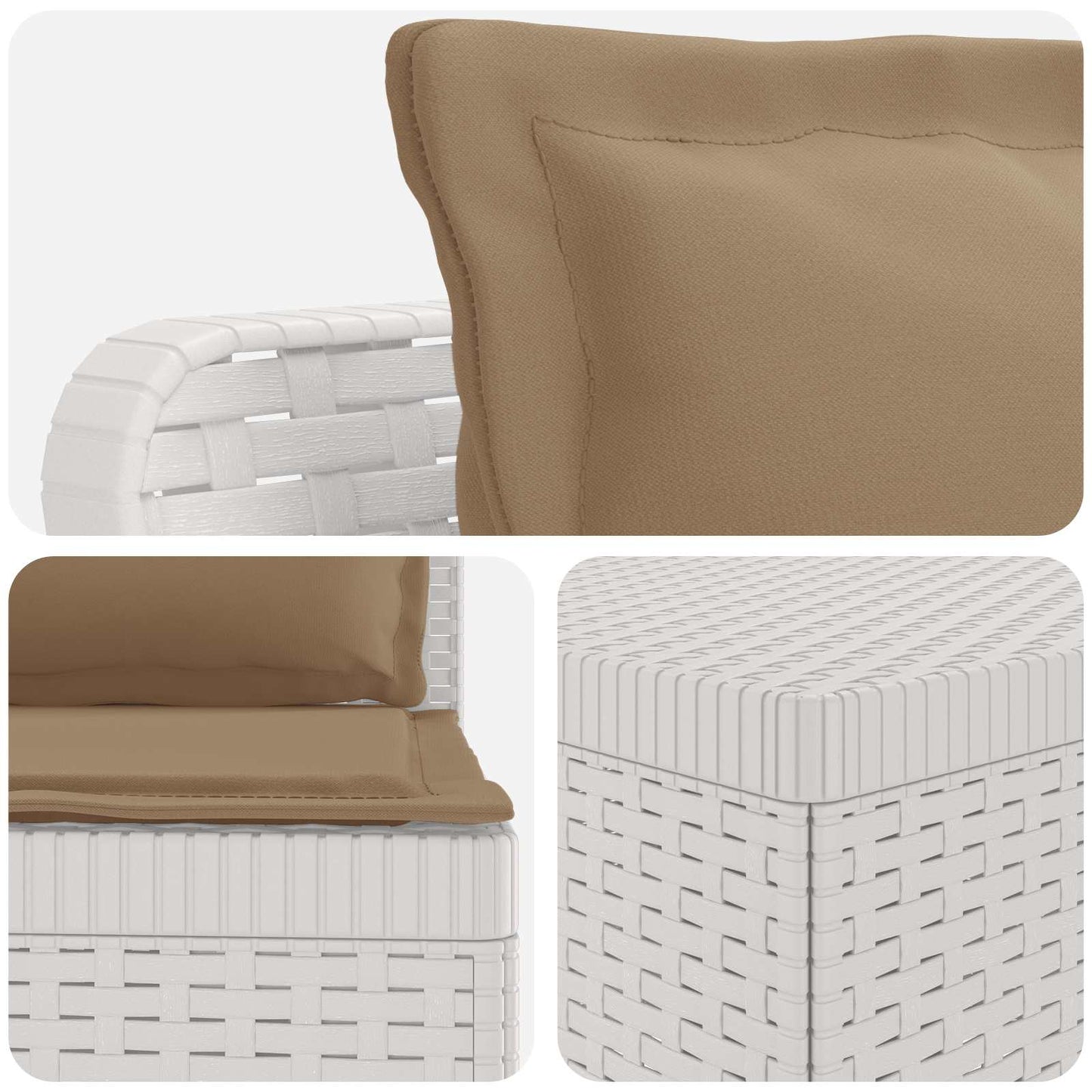 vidaXL 5-Seater Garden Sofa with Cushions Rattan Look PP White 5