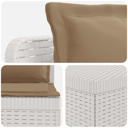 vidaXL 5-Seater Garden Sofa with Cushions Rattan Look PP White 5