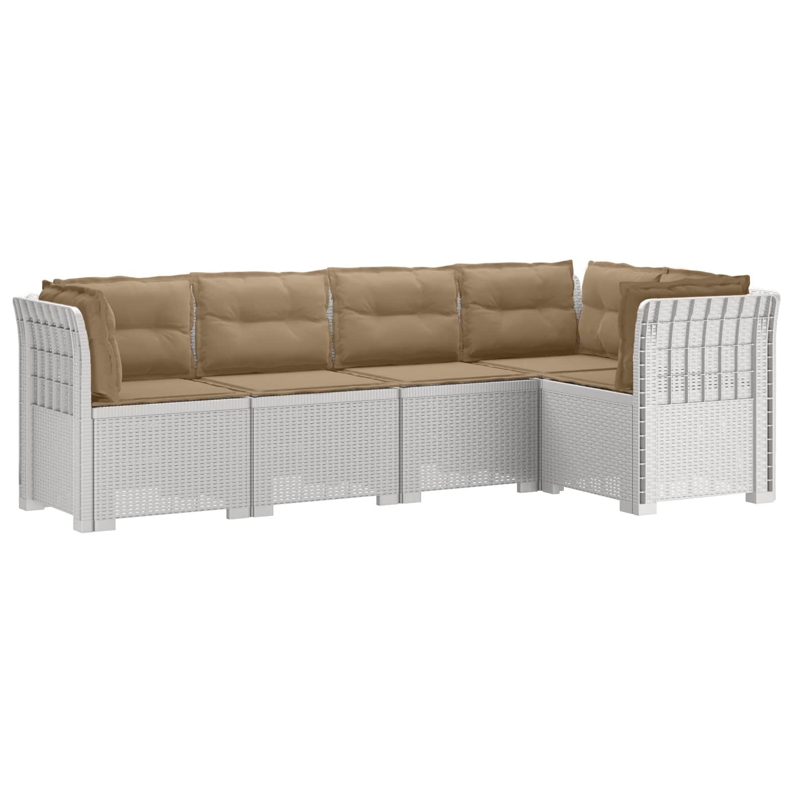 vidaXL 5-Seater Garden Sofa with Cushions Rattan Look PP White 2