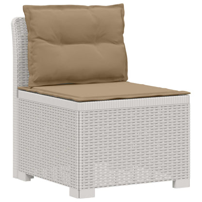vidaXL 5-Seater Garden Sofa with Cushions Rattan Look PP White 3
