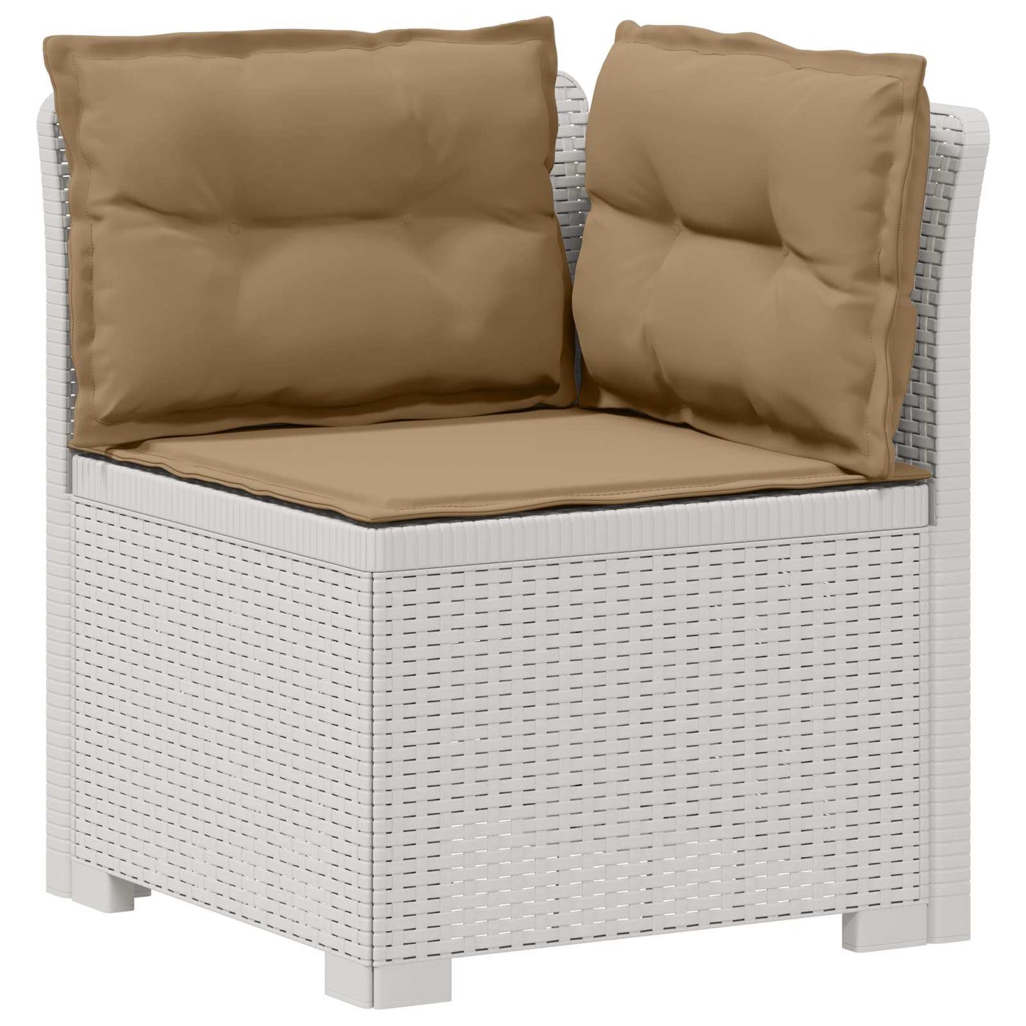 vidaXL 5-Seater Garden Sofa with Cushions Rattan Look PP White 4
