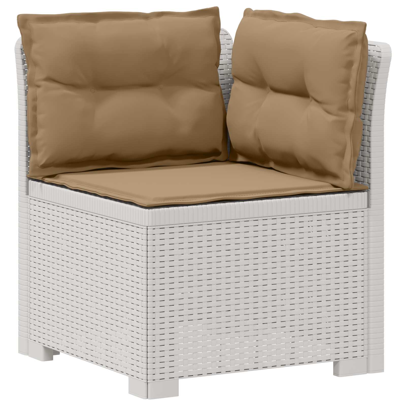 vidaXL 5-Seater Garden Sofa with Cushions Rattan Look PP White 4