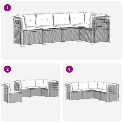 vidaXL 5-Seater Garden Sofa with Cushions Rattan Look PP White 6