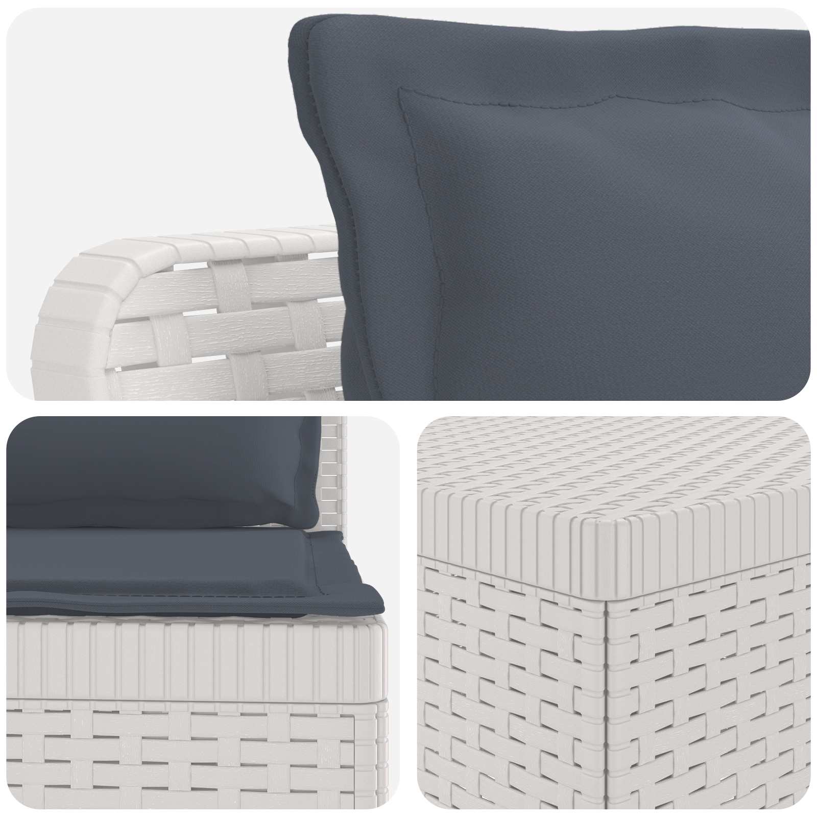 vidaXL 5-Seater Garden Sofa with Cushions Rattan Look PP White 5
