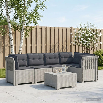 vidaXL 5-Seater Garden Sofa with Cushions Rattan Look PP White 1