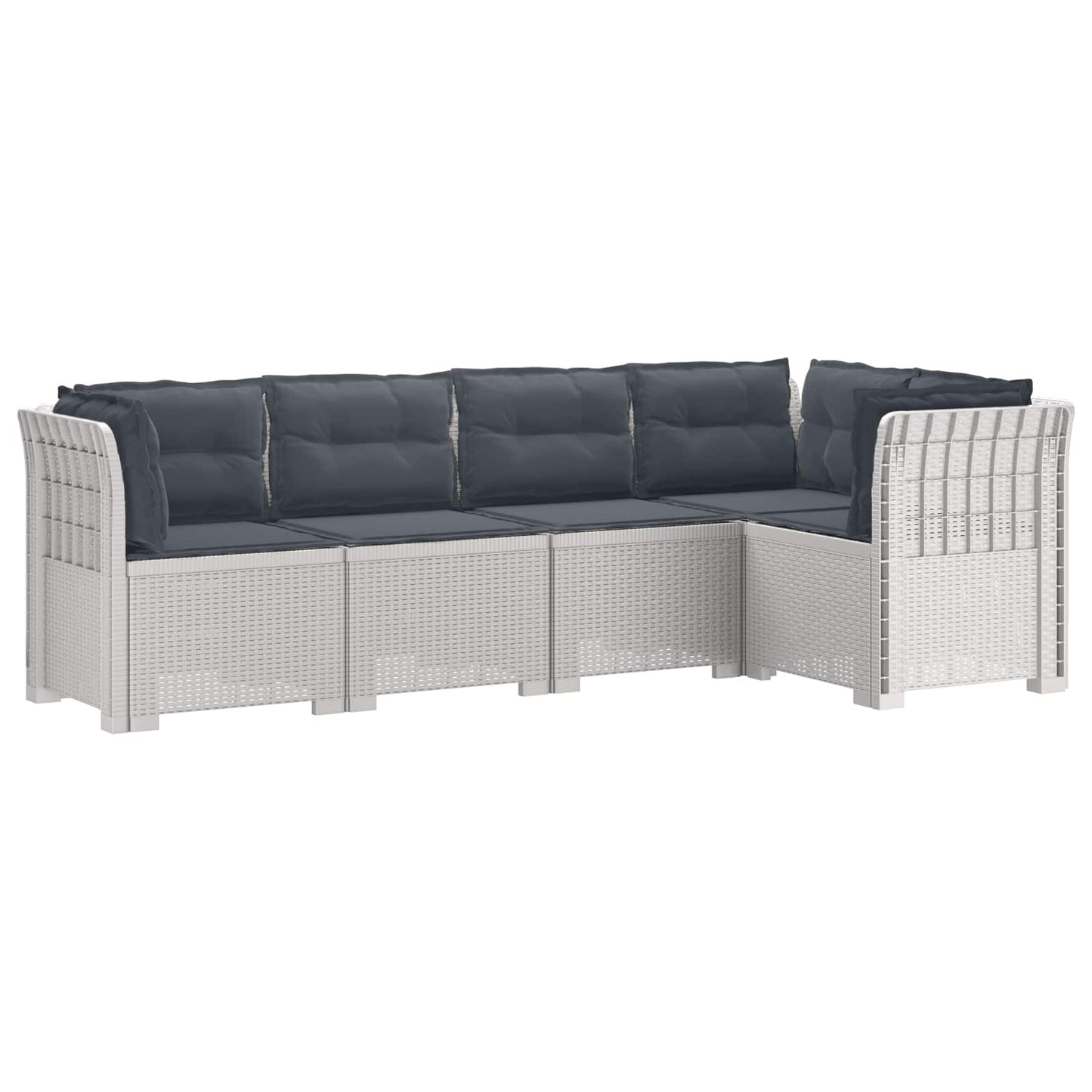 vidaXL 5-Seater Garden Sofa with Cushions Rattan Look PP White 2