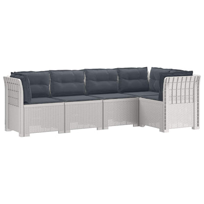 vidaXL 5-Seater Garden Sofa with Cushions Rattan Look PP White 2