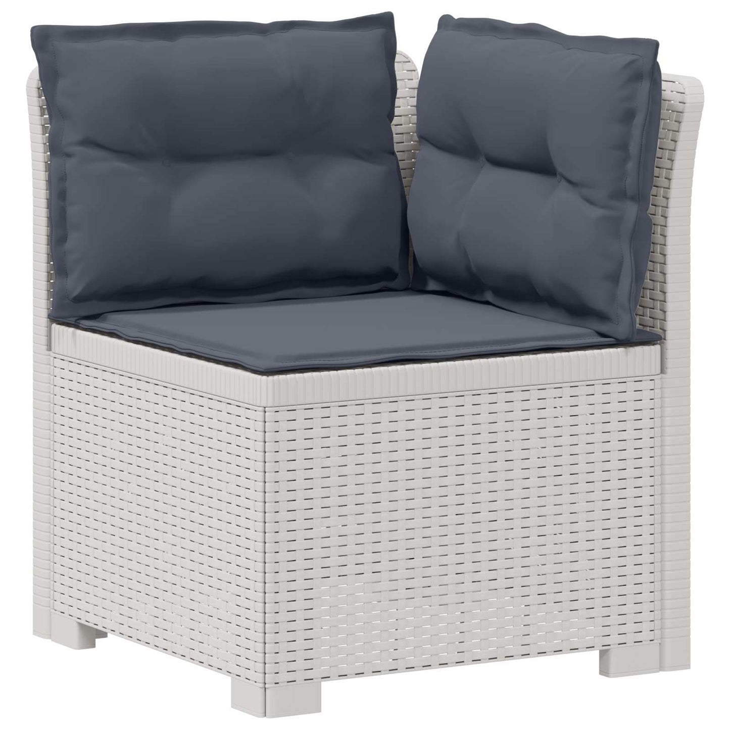 vidaXL 5-Seater Garden Sofa with Cushions Rattan Look PP White 4