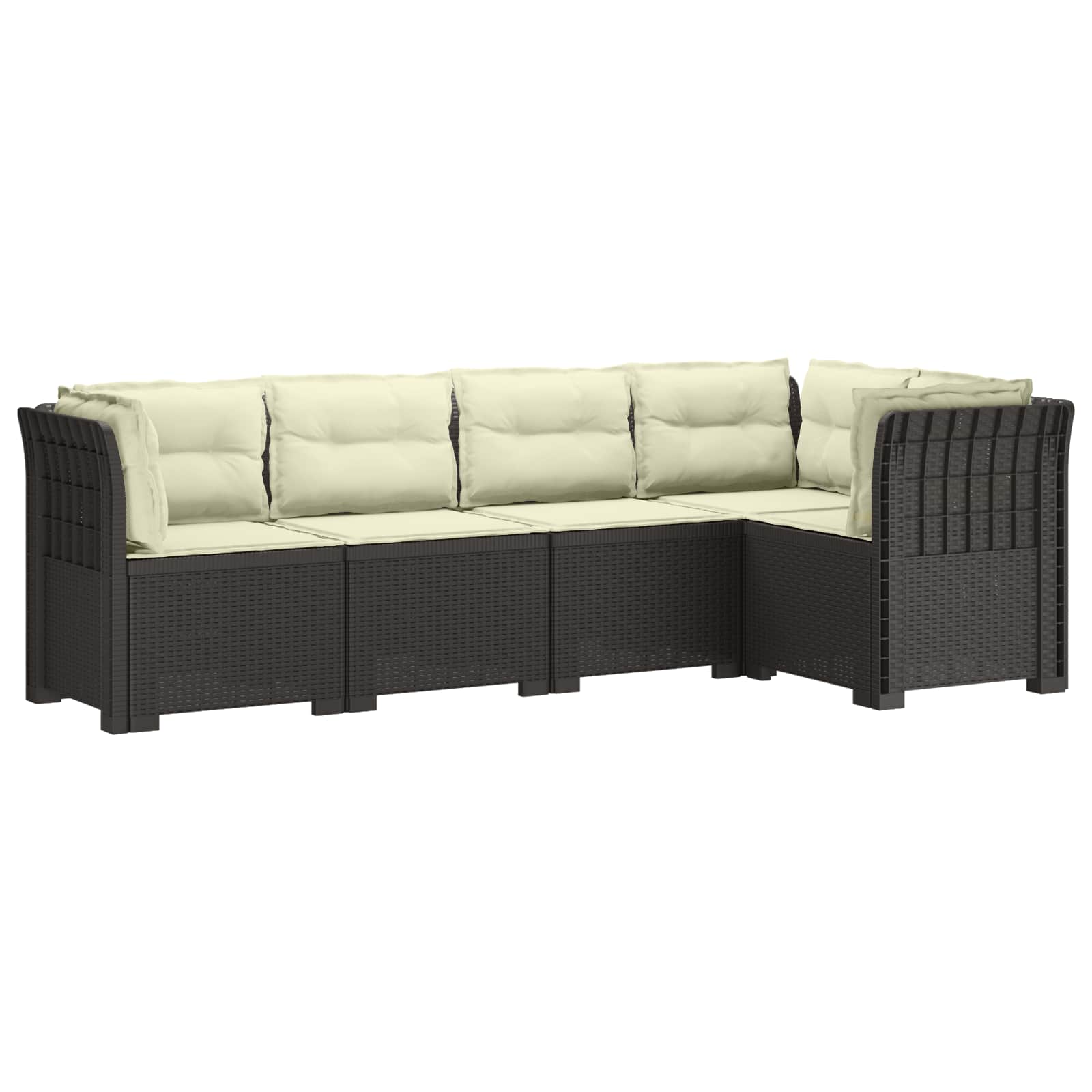 vidaXL 5-Seater Garden Sofa with Cushions Rattan Look PP Light Grey 2