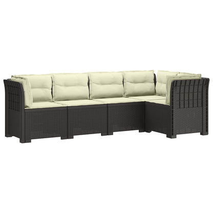 vidaXL 5-Seater Garden Sofa with Cushions Rattan Look PP Light Grey 2