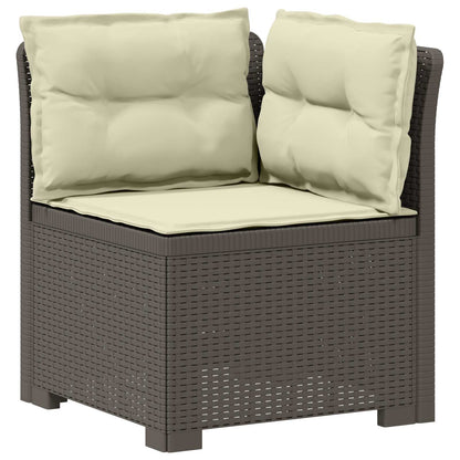 vidaXL 5-Seater Garden Sofa with Cushions Rattan Look PP Light Grey 4
