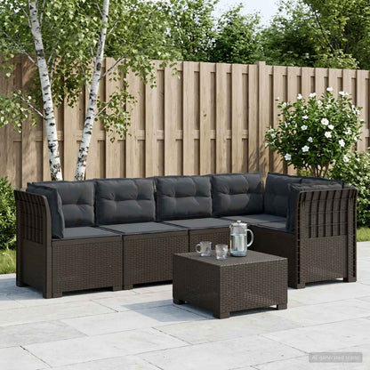 vidaXL 5-Seater Garden Sofa with Cushions Rattan Look PP Light Grey 1
