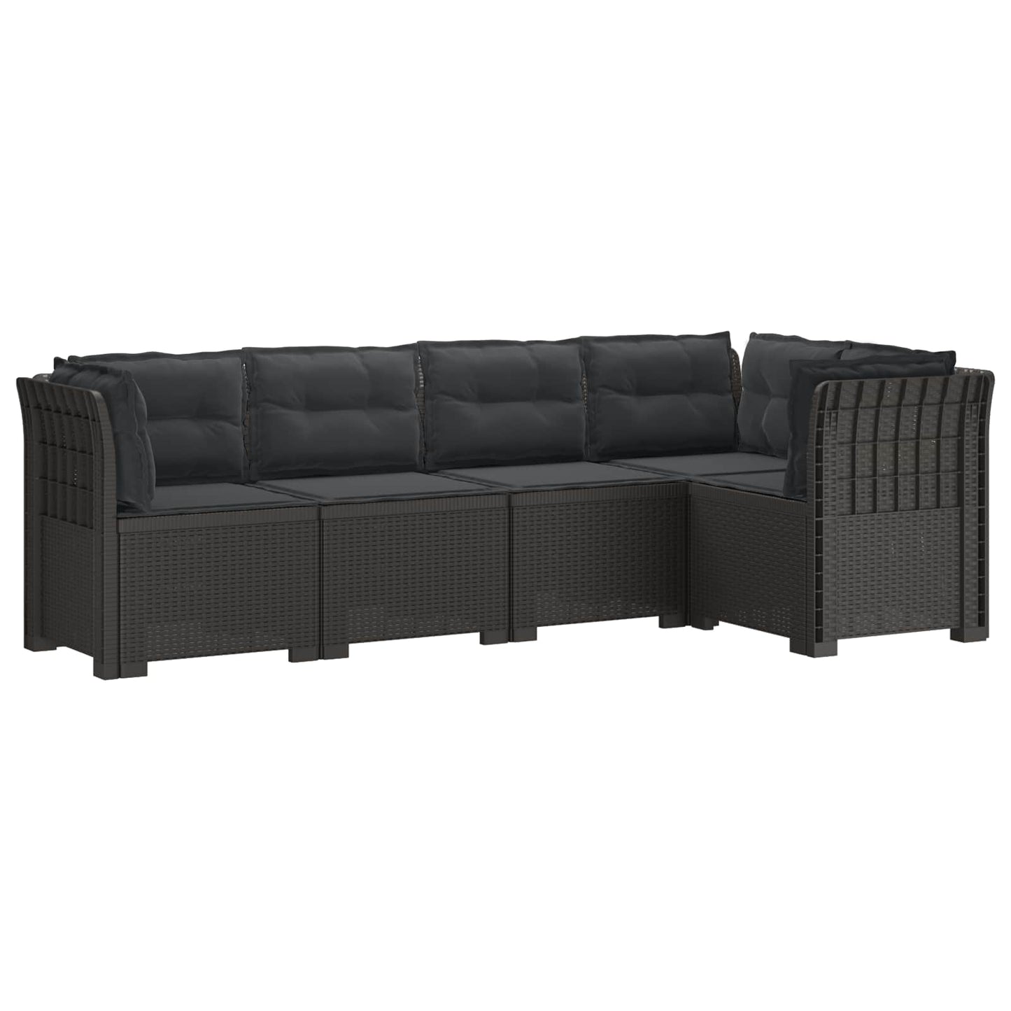 vidaXL 5-Seater Garden Sofa with Cushions Rattan Look PP Light Grey 2