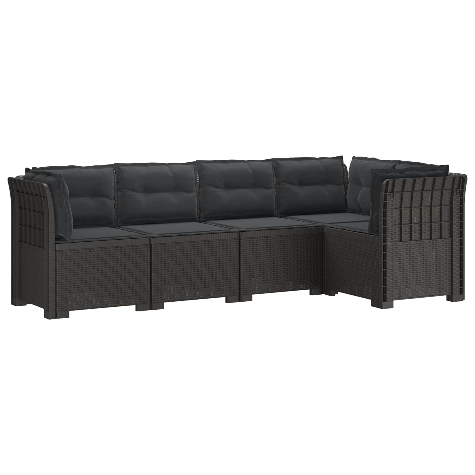 vidaXL 5-Seater Garden Sofa with Cushions Rattan Look PP Light Grey 2
