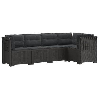 vidaXL 5-Seater Garden Sofa with Cushions Rattan Look PP Light Grey 2