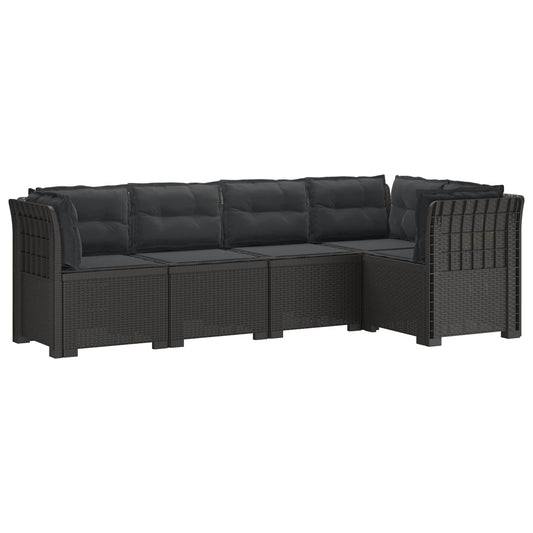 vidaXL 5-Seater Garden Sofa with Cushions Rattan Look PP Light Grey 2