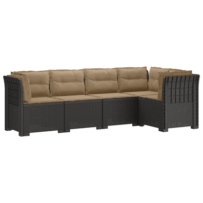 vidaXL 5-Seater Garden Sofa with Cushions Rattan Look PP Light Grey 2