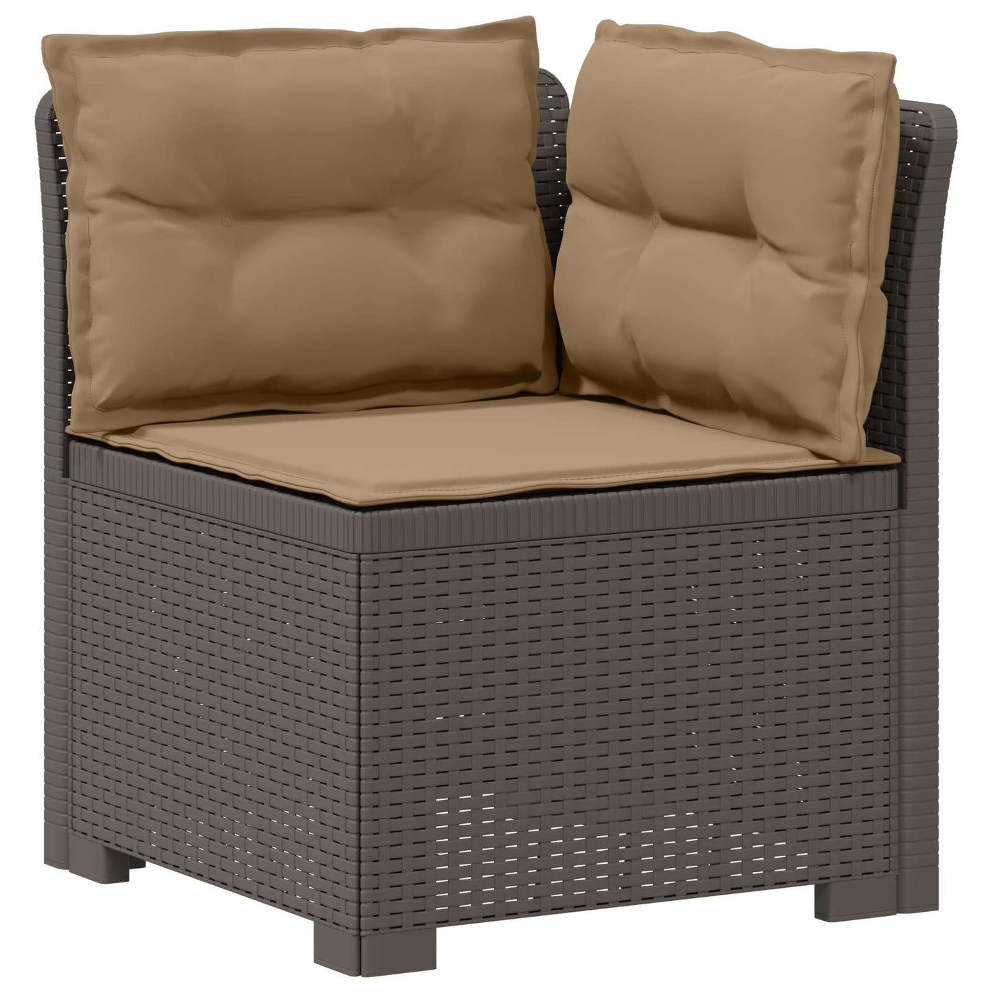 vidaXL 5-Seater Garden Sofa with Cushions Rattan Look PP Light Grey 4