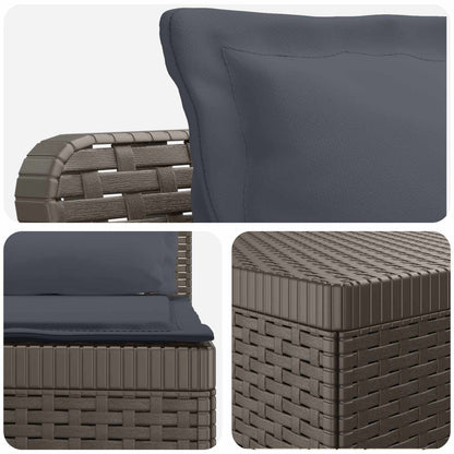 vidaXL 5-Seater Garden Sofa with Cushions Rattan Look PP Light Grey 5