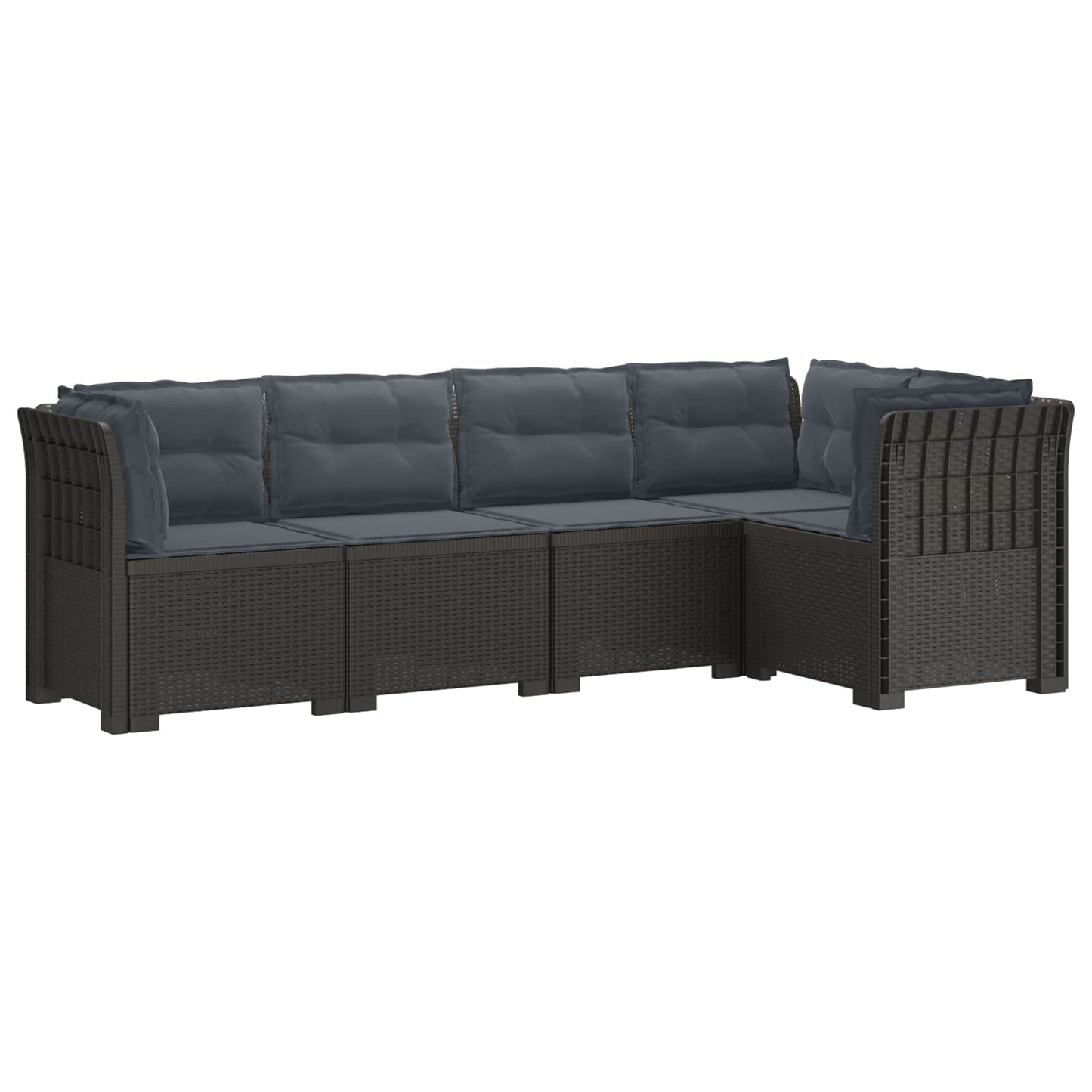 vidaXL 5-Seater Garden Sofa with Cushions Rattan Look PP Light Grey 2