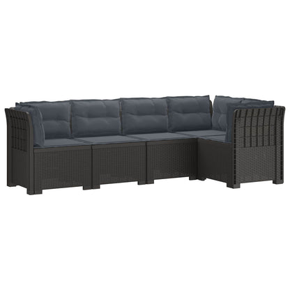 vidaXL 5-Seater Garden Sofa with Cushions Rattan Look PP Light Grey 2