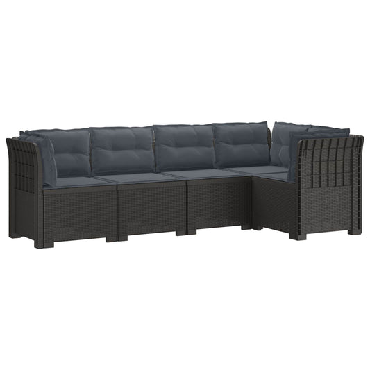vidaXL 5-Seater Garden Sofa with Cushions Rattan Look PP Light Grey 2