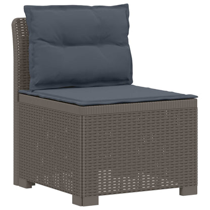 vidaXL 5-Seater Garden Sofa with Cushions Rattan Look PP Light Grey 3