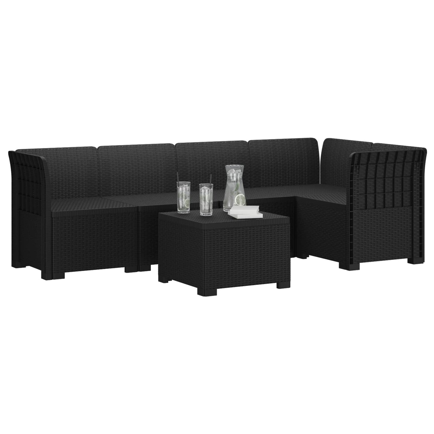 vidaXL 5-Seater Garden Sofa Rattan Look PP Anthracite 3