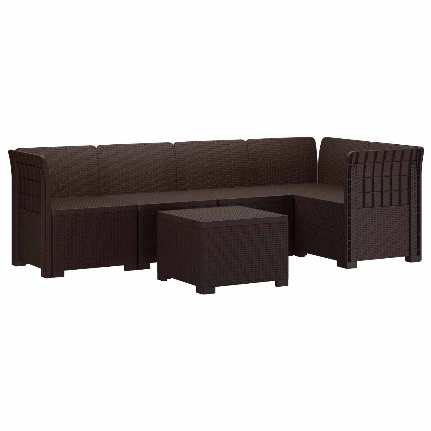 vidaXL 5-Seater Garden Sofa Rattan Look PP Brown 2