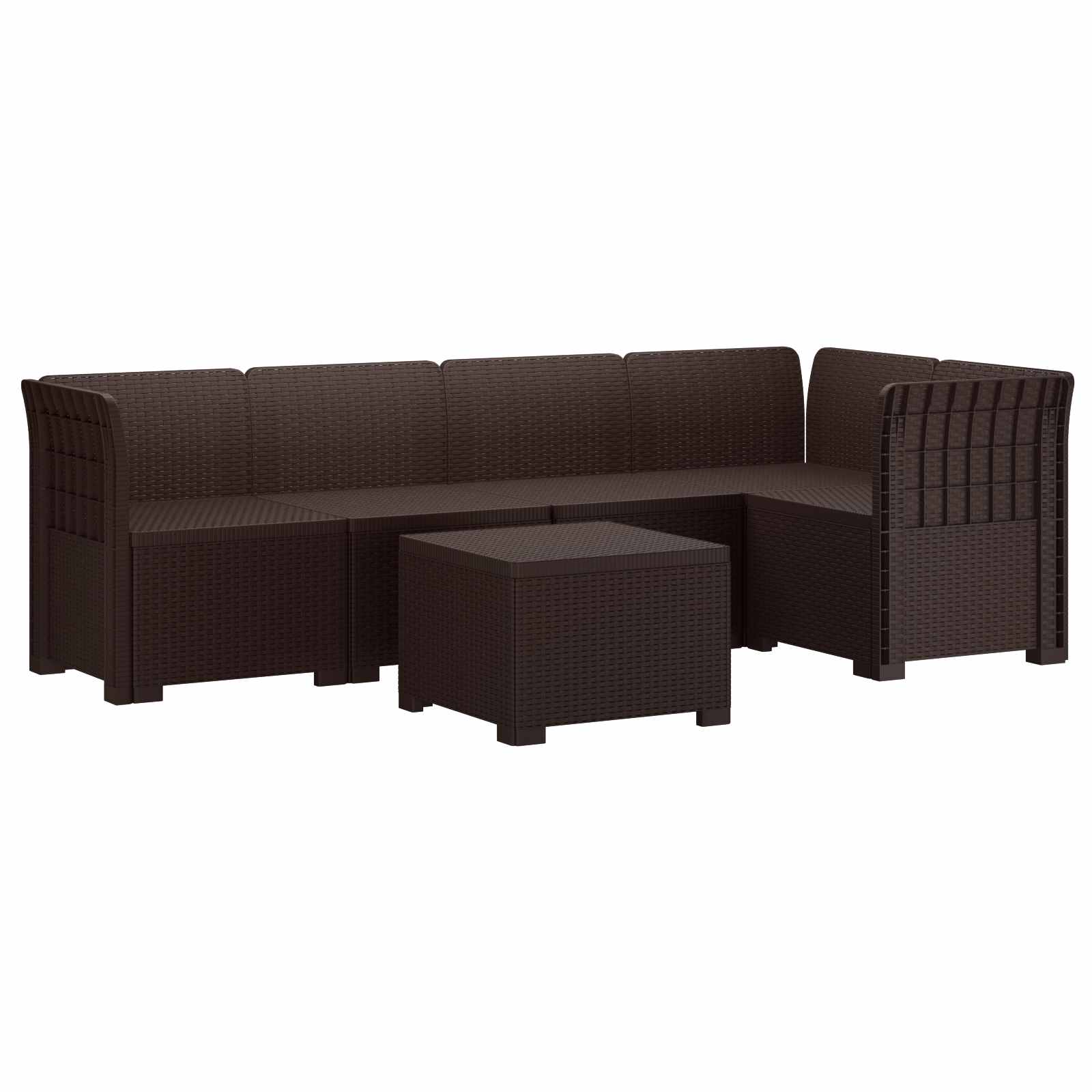 vidaXL 5-Seater Garden Sofa Rattan Look PP Brown 2