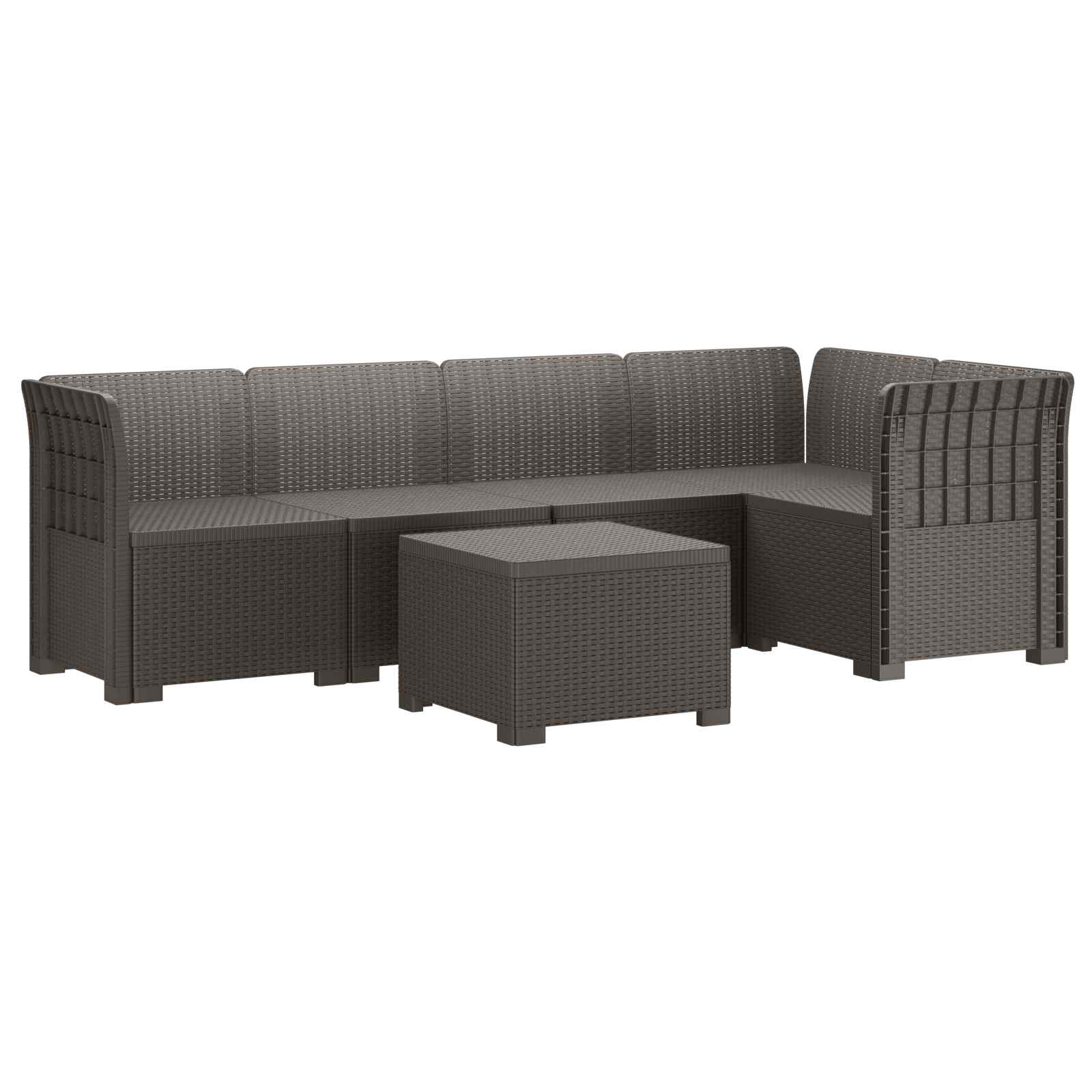 vidaXL 5-Seater Garden Sofa Rattan Look PP Light Grey 2