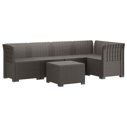 vidaXL 5-Seater Garden Sofa Rattan Look PP Light Grey 2